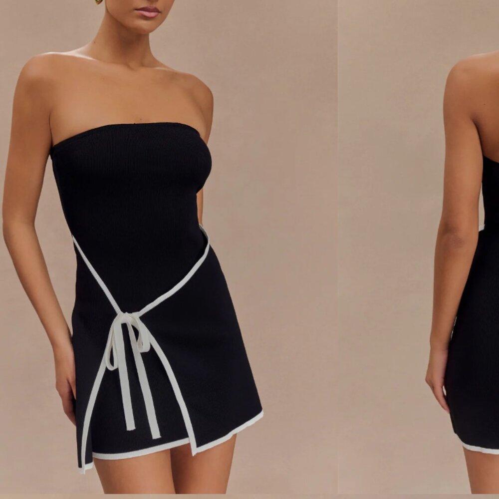 MESHKI Rian Strapless Knit Mini Dress - Black